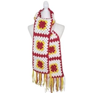 Handmade Crocheted Granny Square Scarf, OS Long